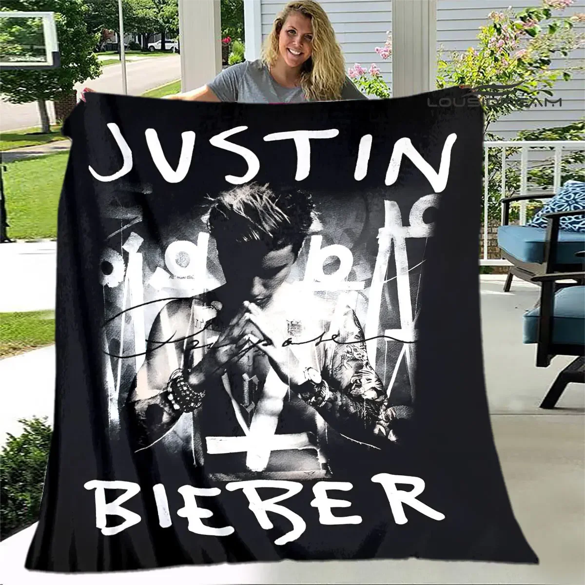 3D Justin Bieber printing blanket children\'s warm blanket Picnic blanket soft and comfortable blanket Home travel blanket