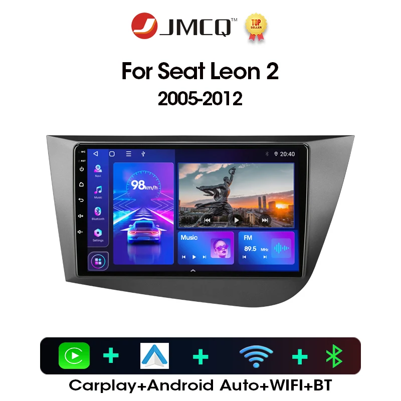 

Автомобильный мультимедийный плеер JMCQ 2 Din для Seat Leon 2 MK2 2005-2012 Android 12 4G GPS WIFI Навигация стерео головное устройство Carplay