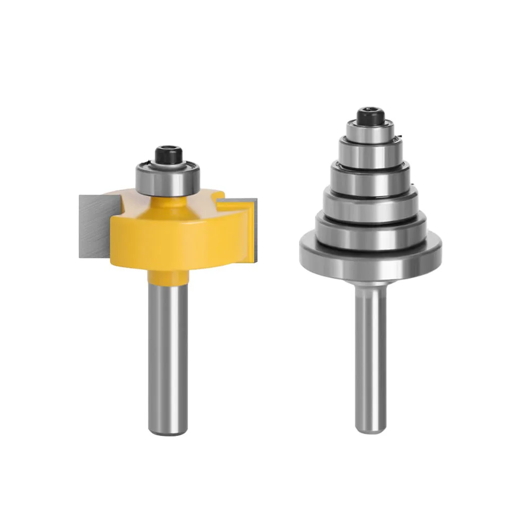 2PCS Rabbet Router Bit Set With 6 Adjustable Bearings 6mm 8mm 12mm Shank Cemented Carbide Milling For Wood For Edge Finishing Tr