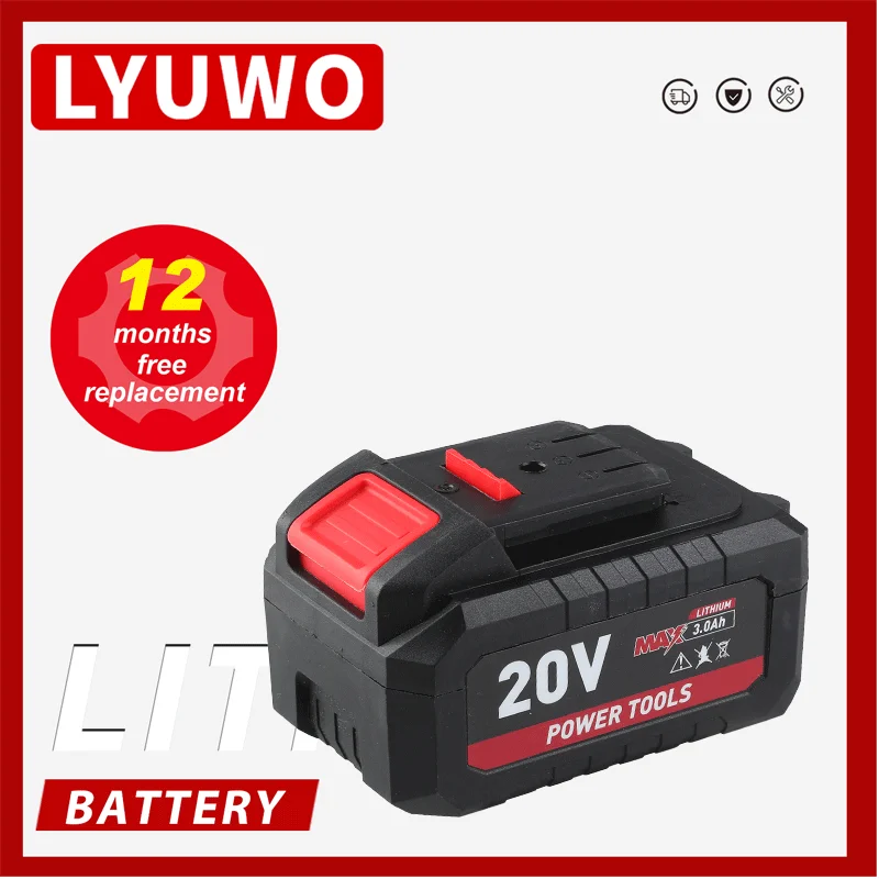 LYUWO-batería recargable de 20V, Serie de iones de litio, Taladro Inalámbrico, sierra, destornillador, llave, amoladora angular, herramientas