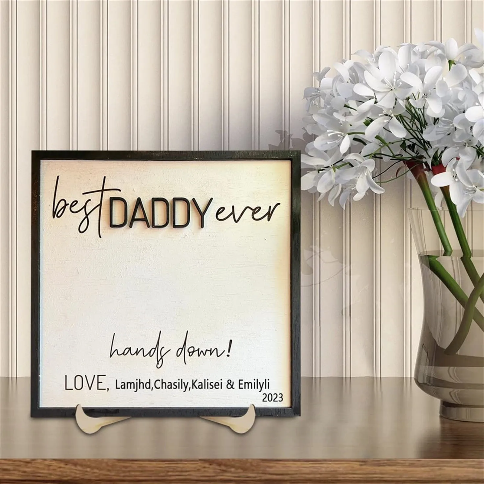 

DAD Father's Day Gift Father's Day Wooden Sign DIY Hand Print Sign Gifts For Dad Gifts From Daughter Special Cute Ornament Set