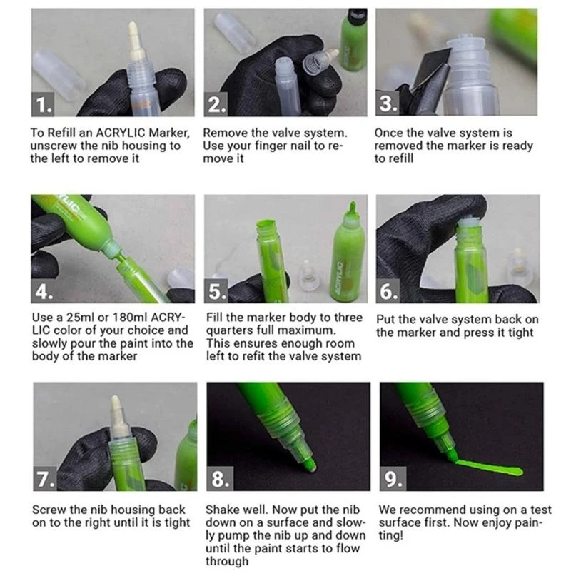 

2Pcs 8mm Empty Pens Refillable Acrylics Empty Marker Empty Paint Pen