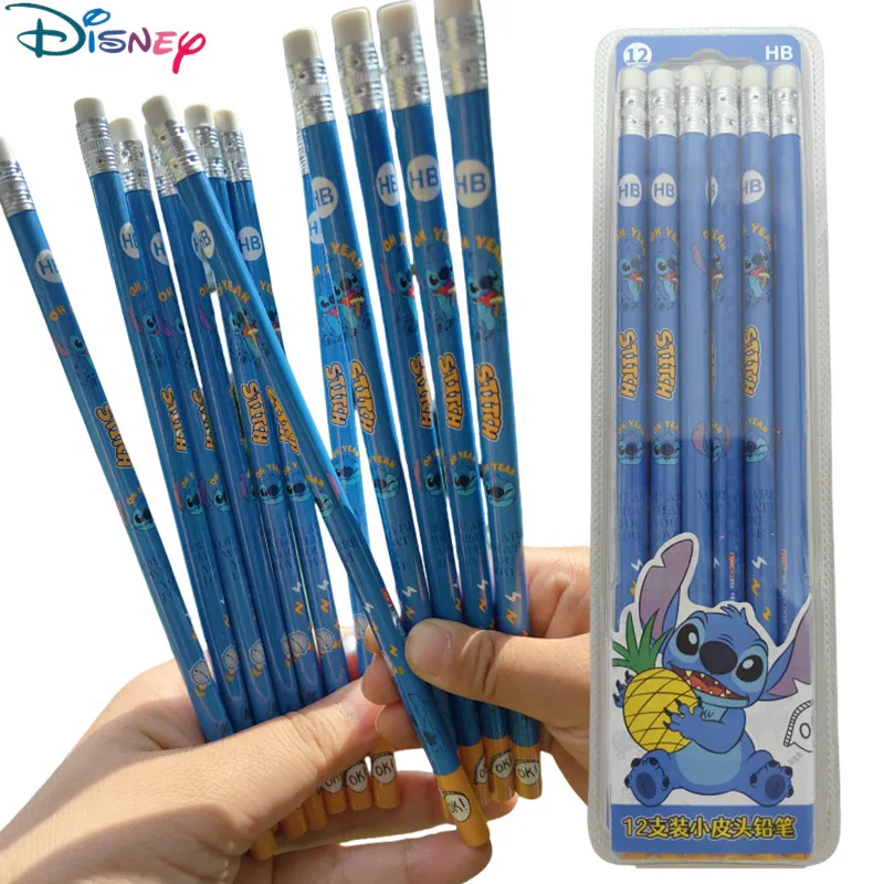 

Kawaii Disney Stitch Children Anime Pencil Cartoon pencil with Rubber School Supplies Pencil Student Pencil kids Christmars Gift