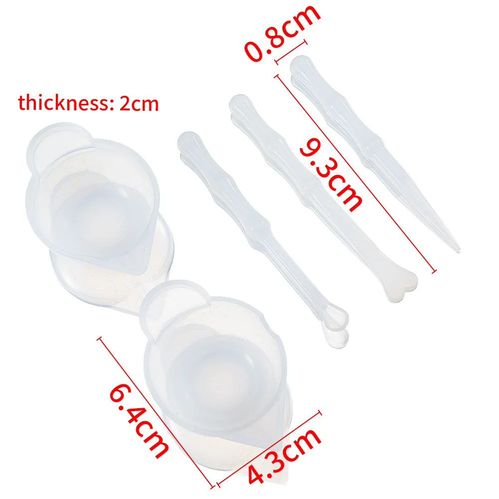 1set Simple Small Silicone Mold Reusable Mixing Cups DIY Ornaments Making Crafts Casting Tools Painting Color Mixing Kit