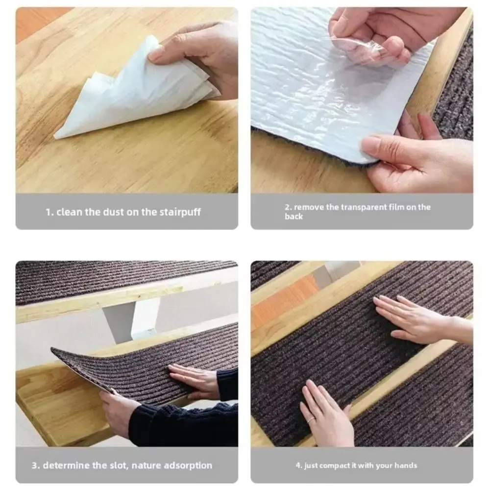 Fashion 76X20cm Staircase Mat Self-adhesive Non-Slip Stair Tread Carpet Mat Safety Soft Stripe Protection Cover Pads Home Decor