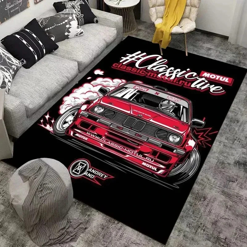 Racing Car Pattern Carpet for Bedroom Decor Non-slip Home Living Room Sofa Area Rugs Washable Coffee Table Bathroom Floor Mat