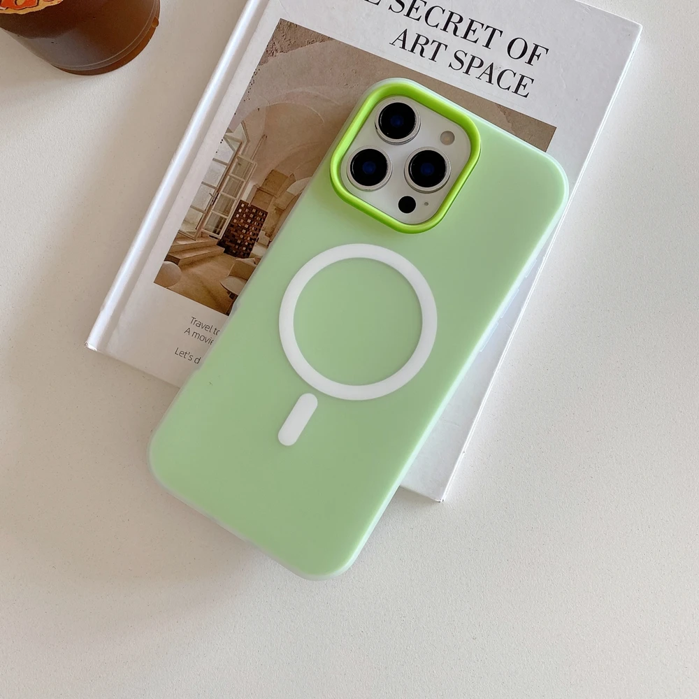 Magnetische kabellose Ladehülle für MagSafe für iPhone 17 16 15 14 Plus 13 12 Pro Max 11, Candy Color 2-in-1, matte Softcover-Hülle – Detail 10