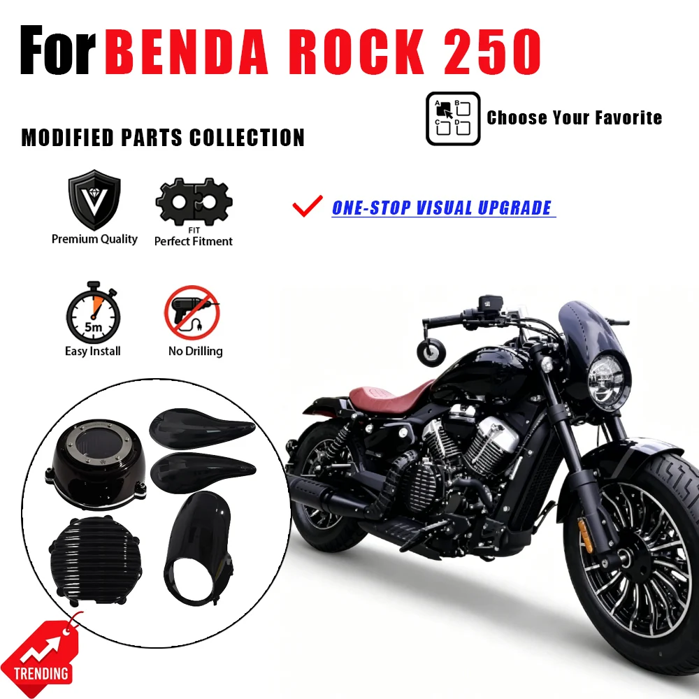 

For Benda Rock 250 License Plate Holder Headlight Fairing Side Cover Water Temp Gauge Tank Cover Soporte Matrícula Cúpula Parts