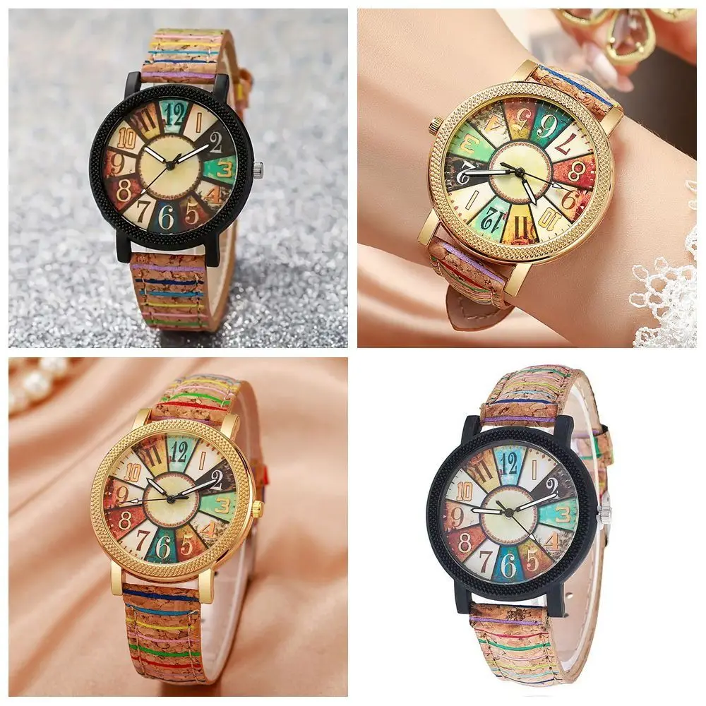 Creative Gift Boho Style Wrist Watches Rainbow Color Multicolor Quartz Watch Vintage Style Bohemian Watch Women Girls