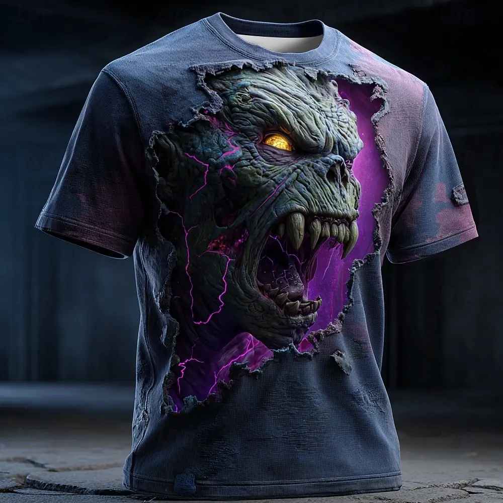 Men's Horror Optical Illusion Skull 3D T-Shirts Fashion Cool Street T Shirt Casual Personality Short Sleeve Tops Summer Clothing