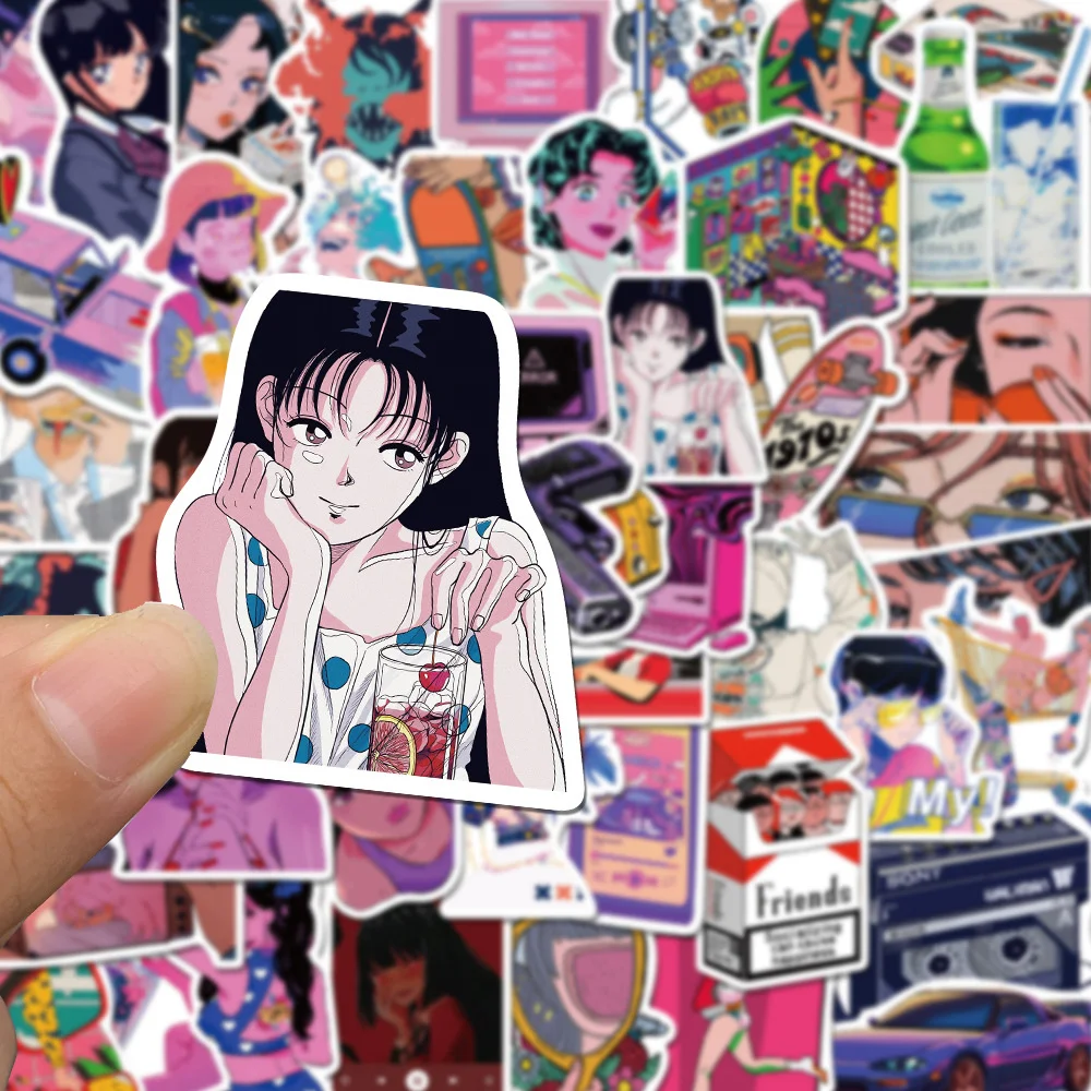 50pcs Cool Girl Cartoon City Pop Stickers For Stationery Suitcase Scrapbook Phone Scrapbooking Materiales DIY Anime Sticker