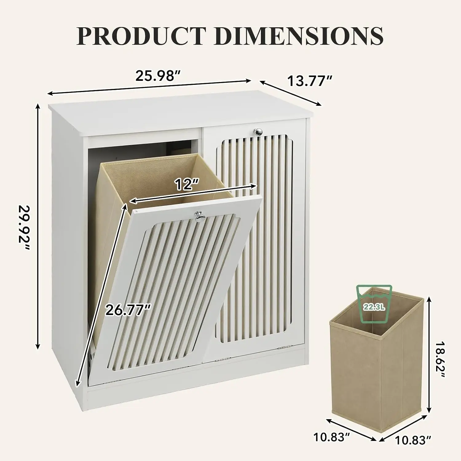 Double Tilt Out Laundry Hamper Cabinet,26