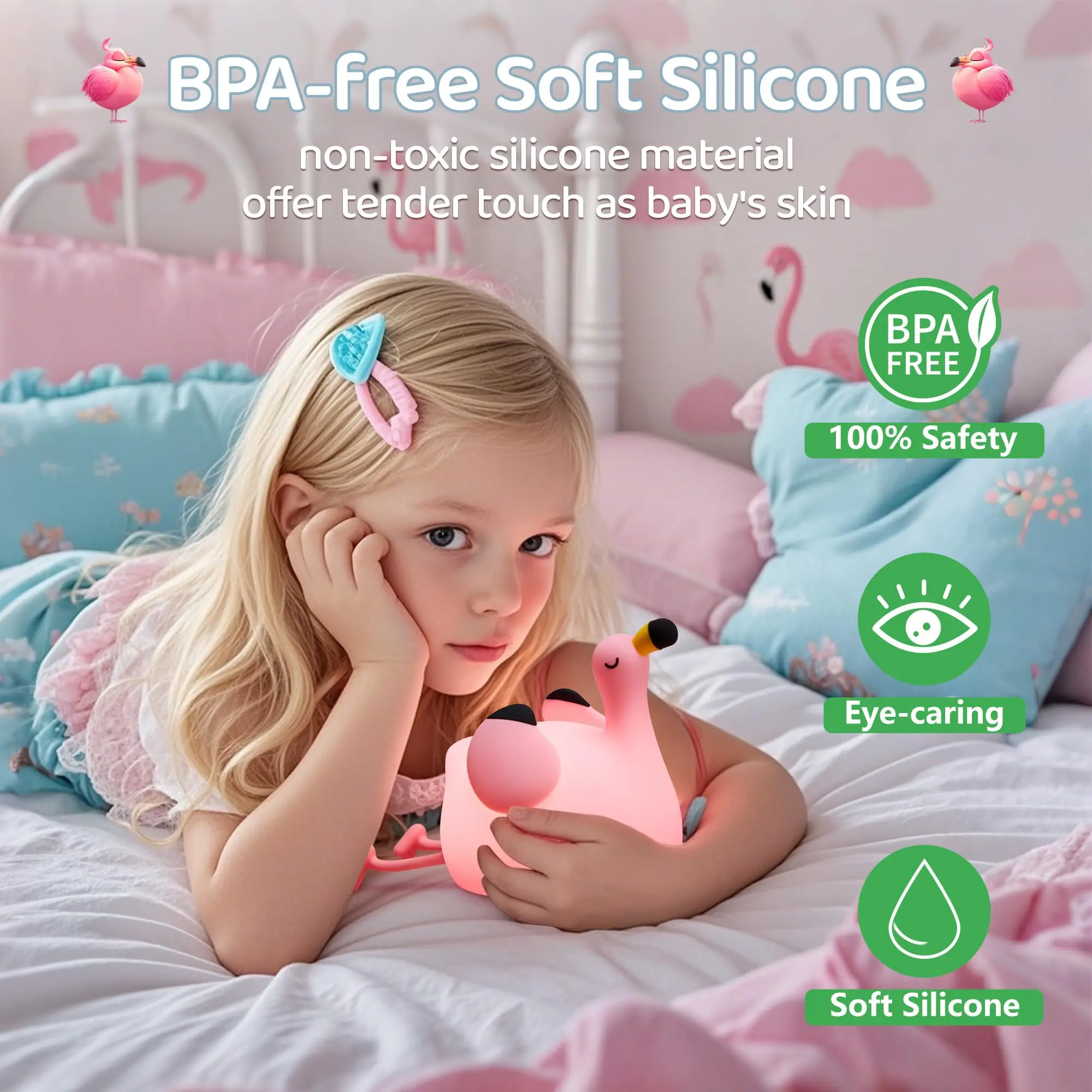 

Cute Flamingo Silicone Squishy Animal Lamp Dimmable/Timer Nursery Nightlight Desktop Decor Girls Couple Gift Bedside Night Light