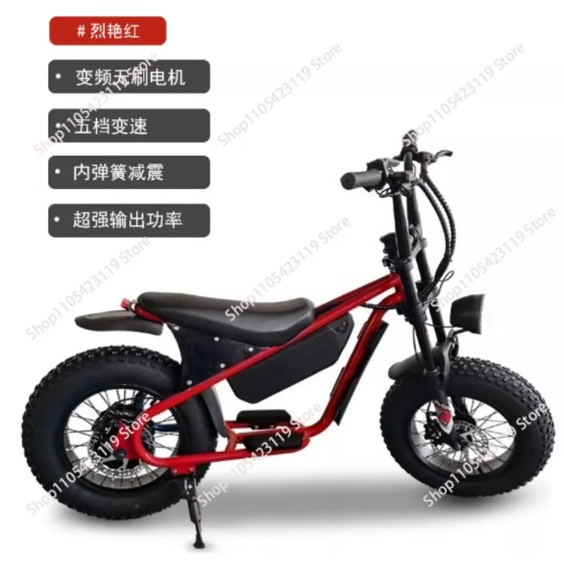 16 inch retro wide tire electric bicycle snow off-road beach lithium battery moped