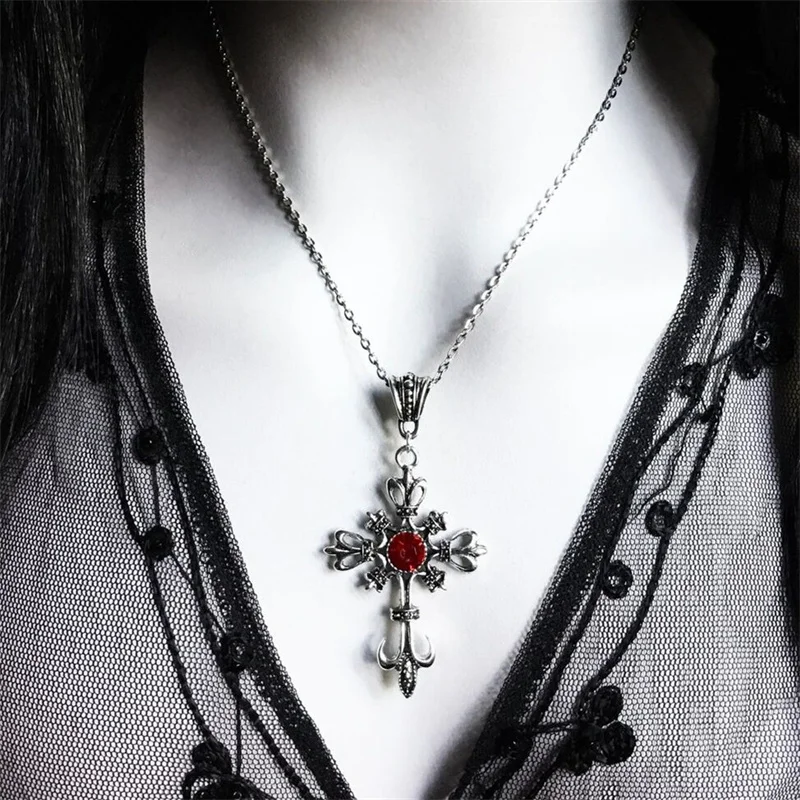 

Ornate Gothic Cross Necklace, Gothic Jewelry, Statement Necklace, Cross Pendant, Gift, Classic Goth Necklace,