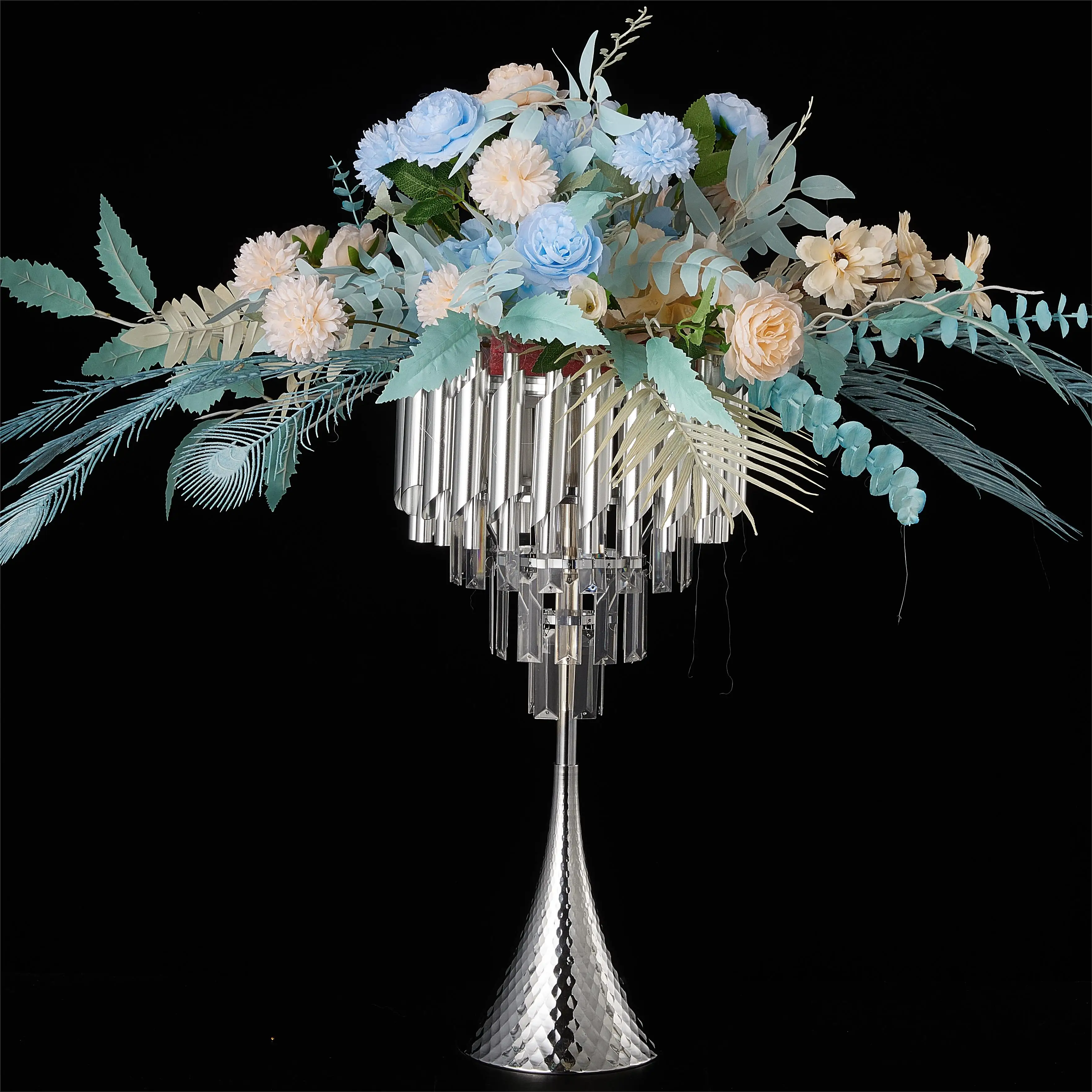 Luxury Design Event Party Decoration Metal Silver Flower Vase Wedding Centerpiece