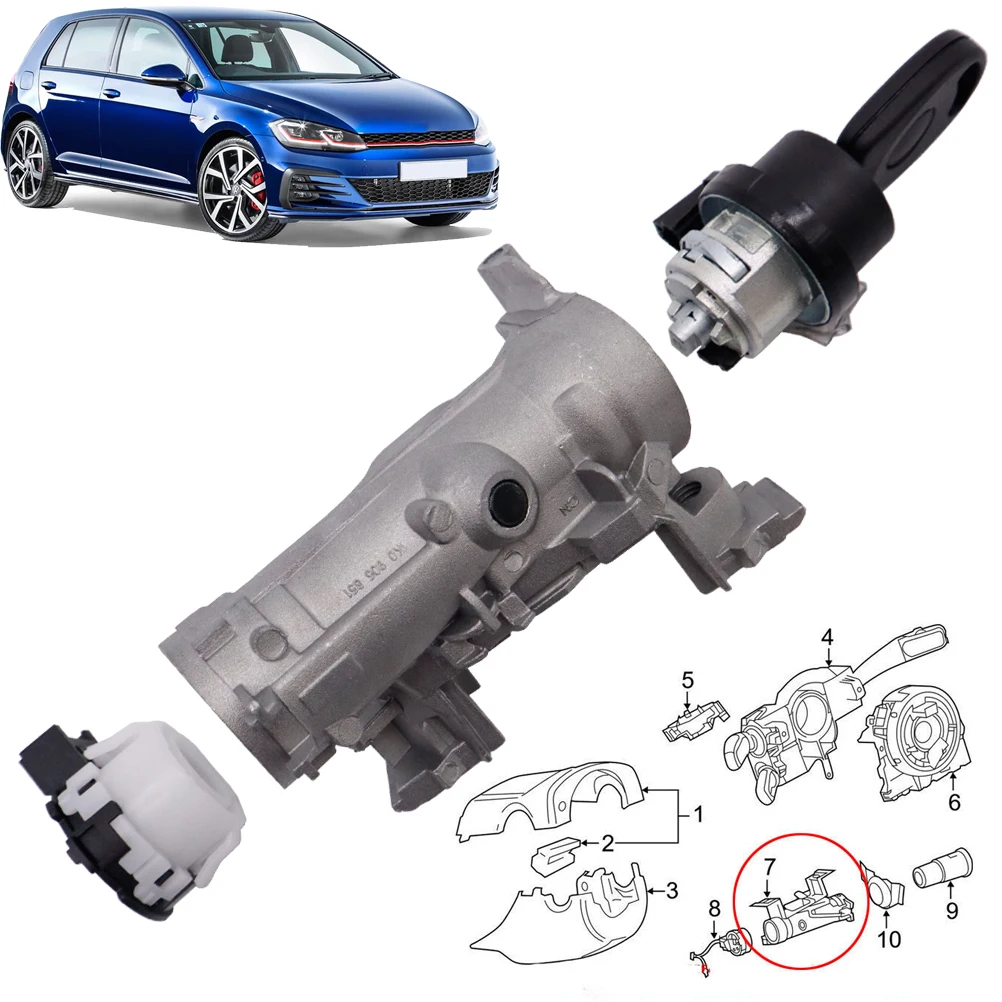 OE #   1K 0905851 B Do VW Golf Passat Tiguan Touran Caddy Skoda Octavia Superb Seat Leon Audi Samochodowy wyłącznik zapłonu Blokada beczki i klucza