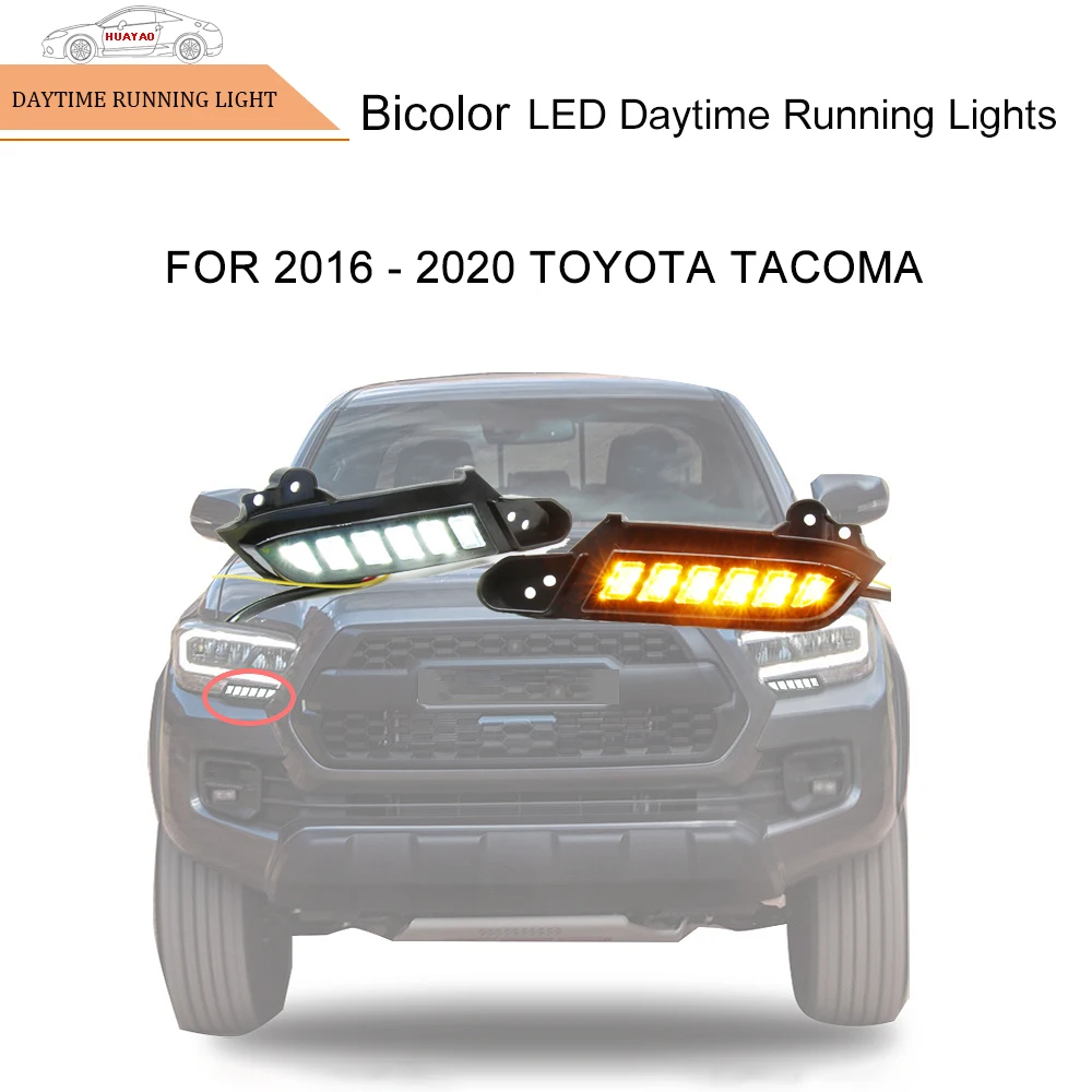 

LED Bicolor Streamer Daytime Running Lights Front Bumper Light Car Light Modification For TOYOTA TACOMA 2016-2020 Complete Set