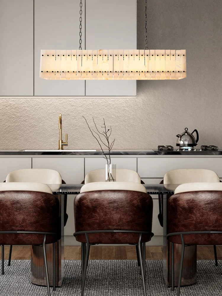 

American Marble LED 2025 Chandelier Lighting Alabaster Hanging Lamps Lustre Suspension Luminaire Lampen For Dinning Room