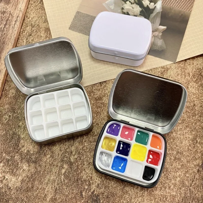 Portable12-grid Watercolor Box Empty Paint Palette Travel Painting Sketch Moisturizing Box Aquarela Paint Box Art Supplies