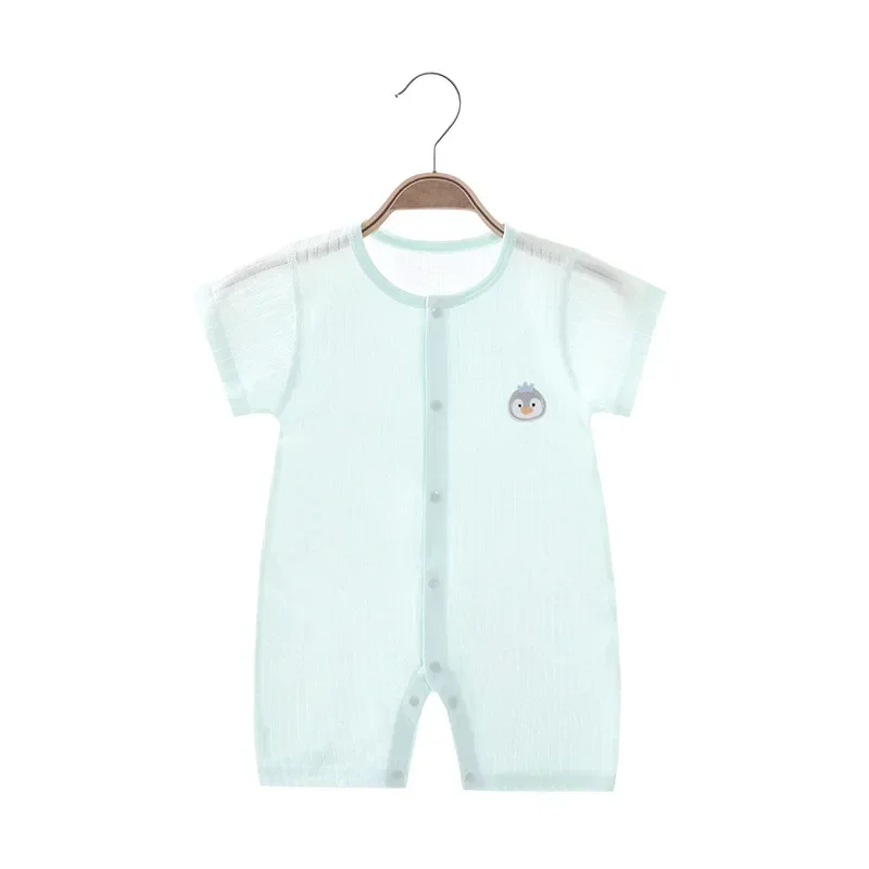 Combinaison fine brodée de dessin animé pour bébé, pyjama à manches courtes pour nouveau-né, vêtements en coton pour bébé, pyjama pour fille et