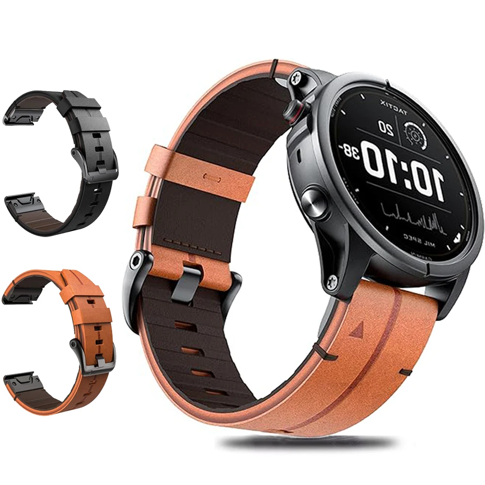 22 26mm Leder Quick Fit Uhrenarmband für Garmin Fenix 8 7 7X 6 6X Pro 5 5X Plus Armband Quatix 8 Epix Pro/Enduro 3 2 Armband Gürtel