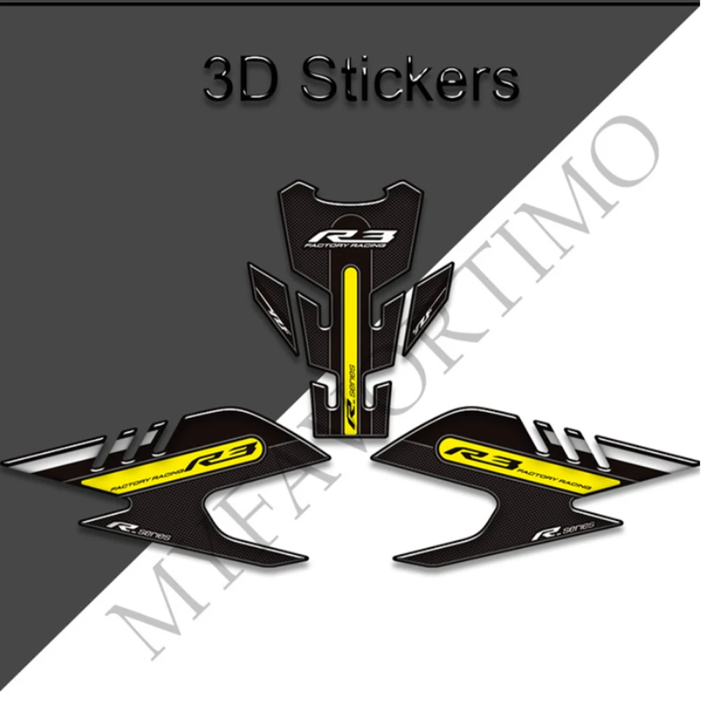 2019 2020 2021 2022 Tank Pad Side Grips Gas Fuel Oil Kit Knee Stickers Decals Protector For YAMAHA YZF R3 YZF-R3 YZFR3