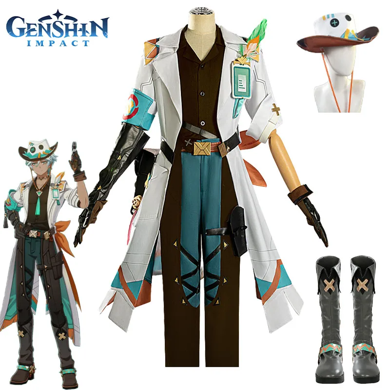 

Game Genshin Impact Ifa Cosplay Costume Ifa Genshin Cosplay Wig Shoes Hat Outfit Christmas Halloween Role Play Uniform for Men