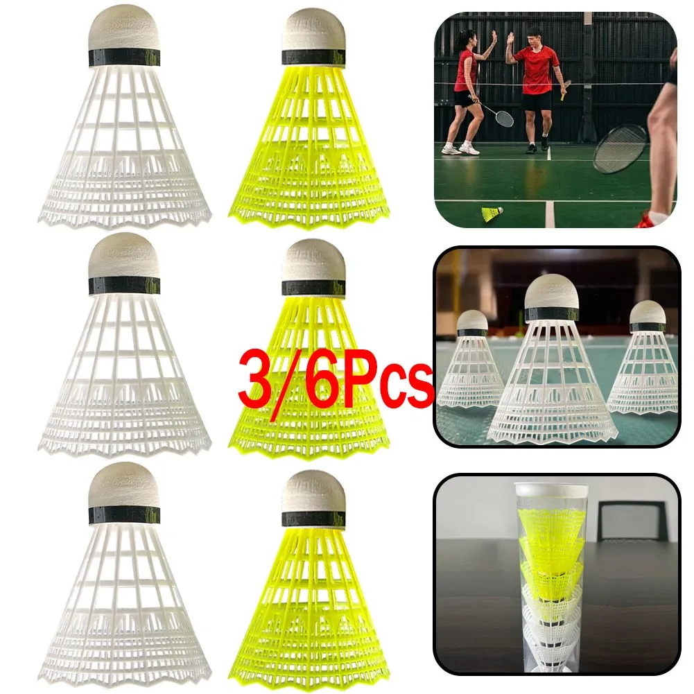 Badminton Shuttlecock Durable PP Ballhead Shuttlecock Flying Stability 3/6pcs White/Yellow Nylon Badminton Balls Outdoor Supply