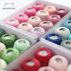 Rhapsody Premium Quality Size 8# Pearl Cotton Embroidery Thread Egyptian Long Staple Double Mercerized Singed 5Grams Each Ball