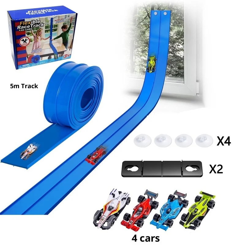 Novo diy duplo trilho carro pvc pista macia 460cm com 2 liga scooter carro corrida presente de natal.