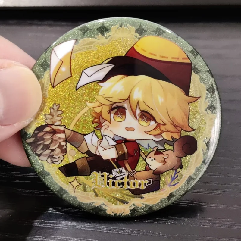 Identity V Anime Figures Joseph Desaulniers Victor Grantz Cosplay Metal Laser Badge Character Alva Lorenz Bag Decor Pins Brooch