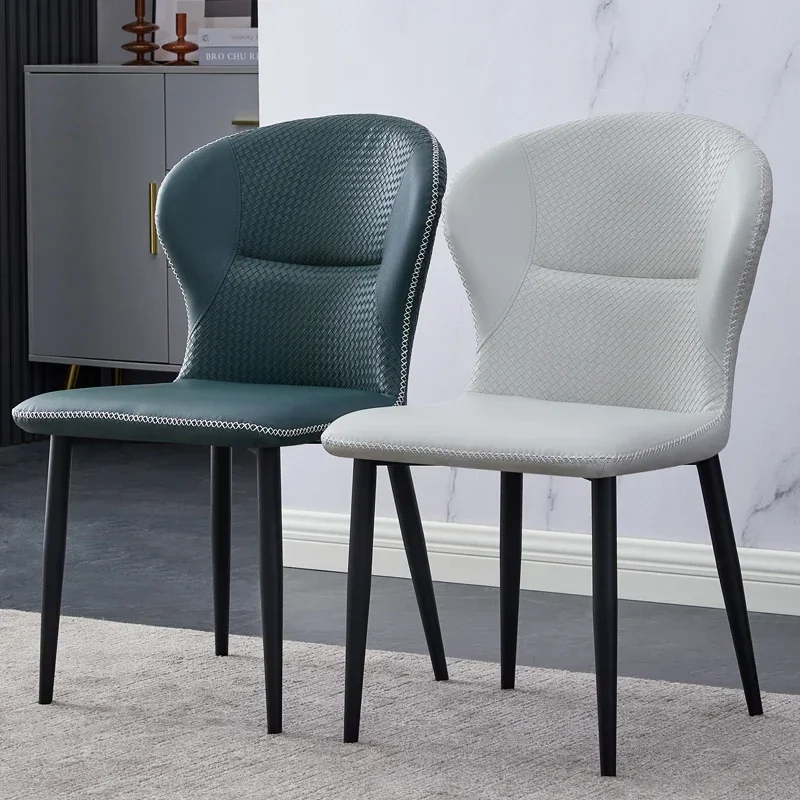 

L # Modern Furniture Upholstered Metal Leg Dining Room Chair Luxury Pu Leather Dining Chairs