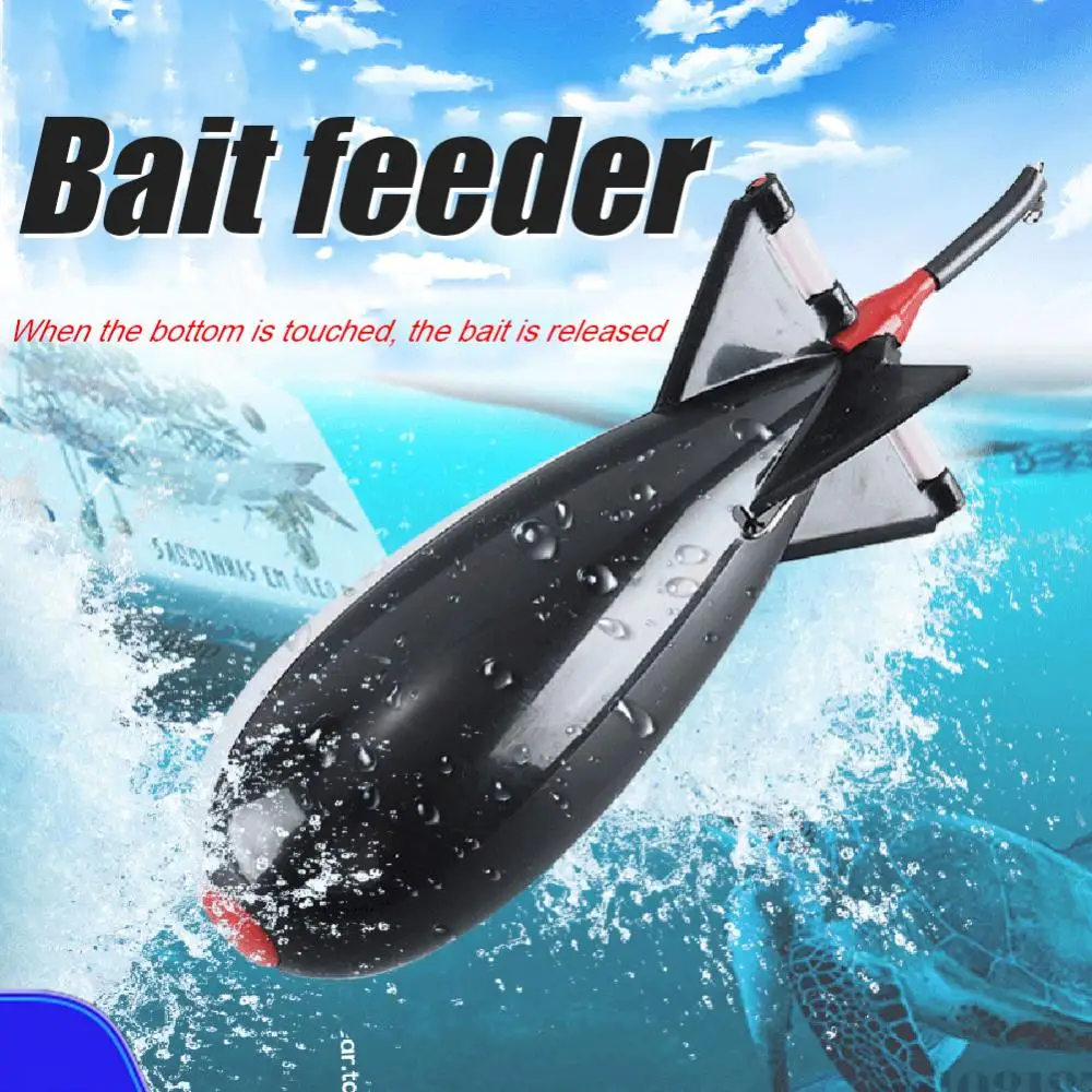 Fishing Rocket Feeder Carp Fishing Rocket Feeder Spod Bomb Float Lure Bait Holder Pellet Rocket Feeder Black Fishing Accessory