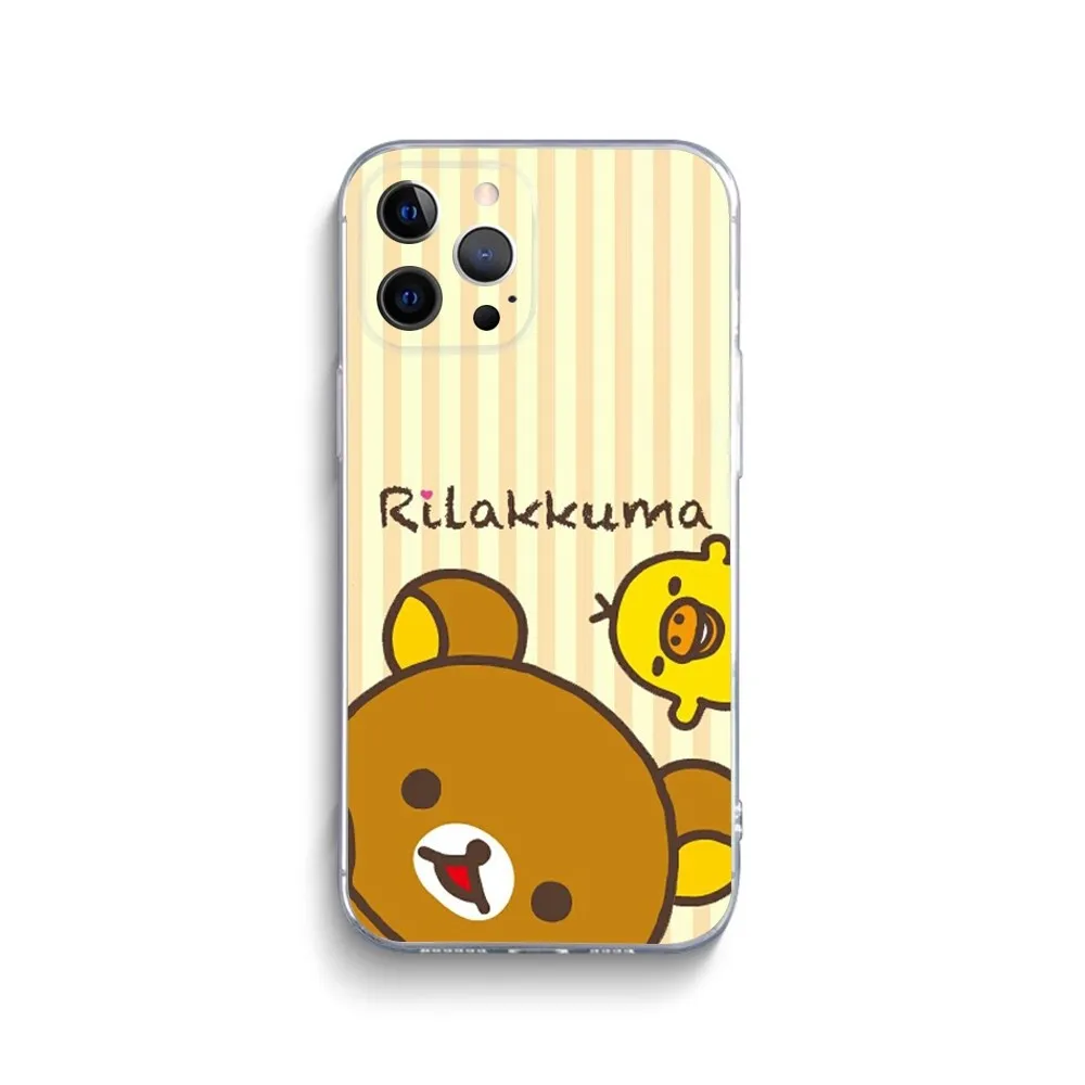 Cute R-Rilakkuma Bear Phone Case For iPhone 15,14,13,12,11 Plus,Pro,Max,XR,XS,X,7,8 Plus,SE,Mini Transparent Silicone Soft