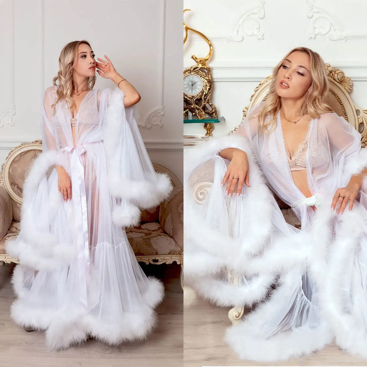 Elegant Pajamas Dresses Women Robe Nightgown Ruffles Bathrobe Maternity Dressing Gown for Photography Custom Made