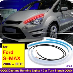 Luces de circulación diurna DRL para coche Ford s-max 2006-2015, 2 piezas LED de arranque y escaneo, guía de señal de giro automática, lámpara de tira delgada de 12V