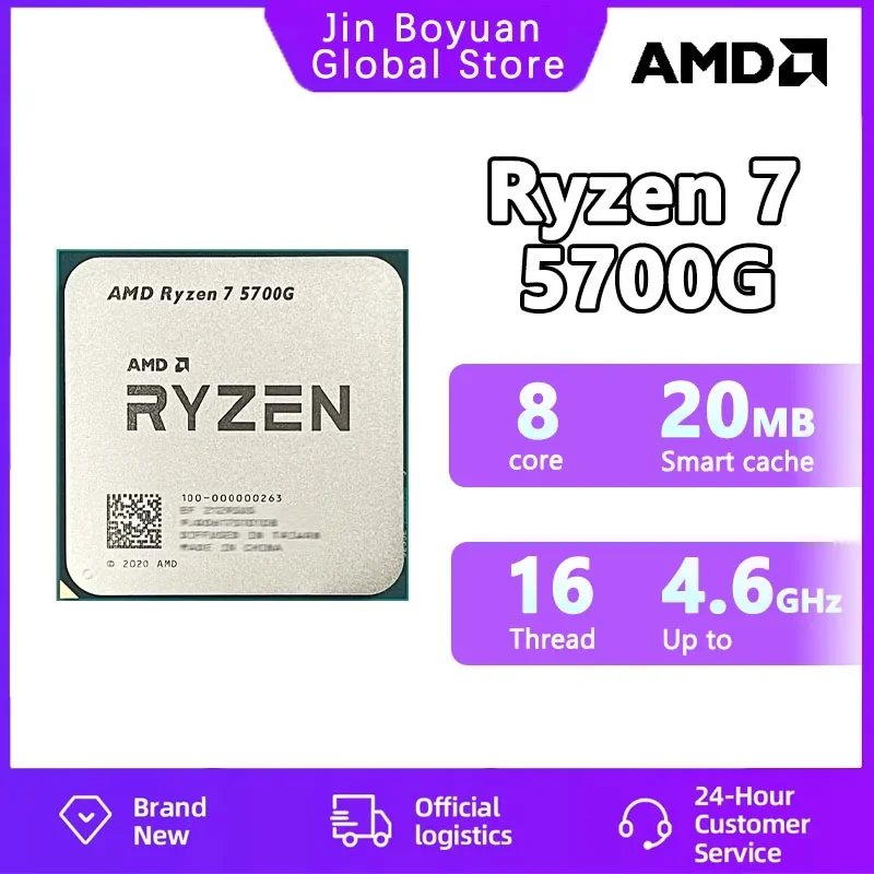 New AMD R7 5700G Ryzen 7 5700G 3.8GHz Eight-Core 16-Thread 65W CPU  L3=16M 100-000000263 Socket AM4 but without cooler