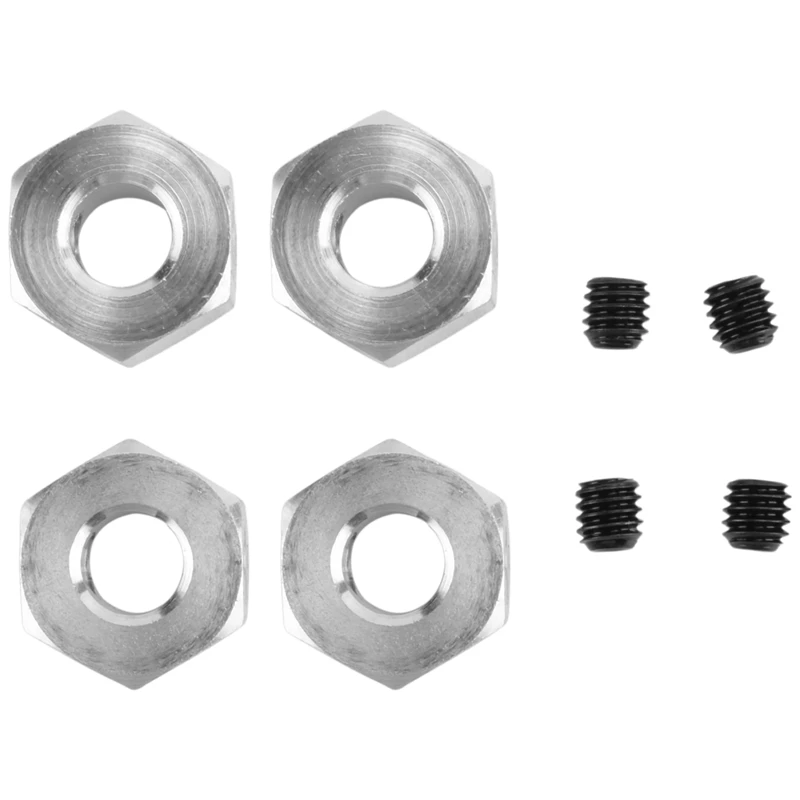 4PCS 5mm to 12mm Metal Combiner Wheel Hub Hex Adapter for WPL D12 C14 C24 B14 B16 MN D90 D91 RC Car Upgrade Parts,Silver