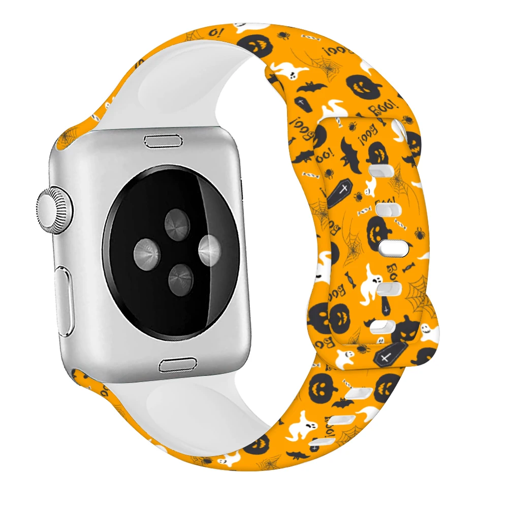 Silicone Strap For Apple Watch Band 44mm 40mm 45mm 49mm 41mm 38mm 42mm Halloween bracelet iwatch series 9 7 se 3 5 4 6 8 ultra 2