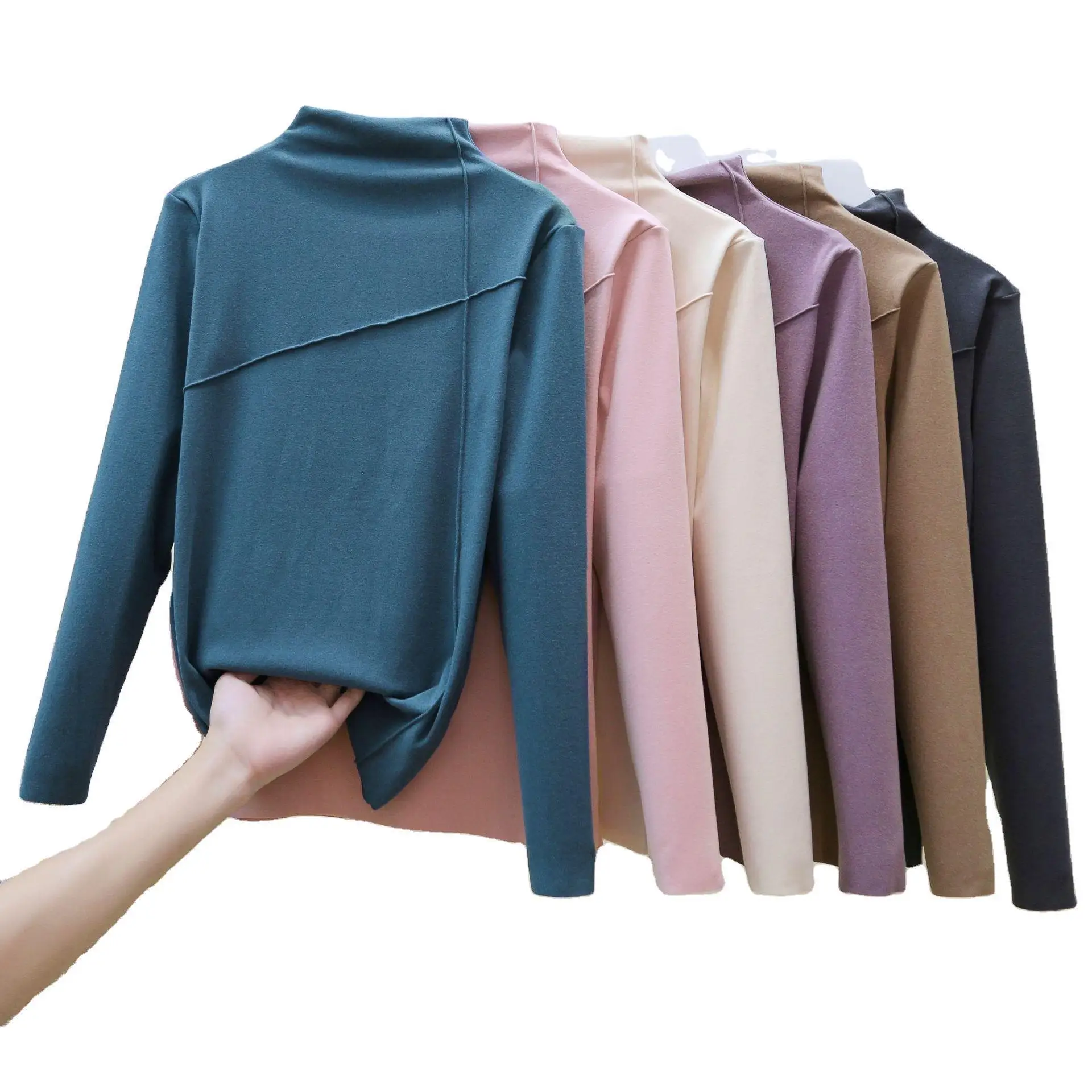 2023 new Women T-shirts Autumn Winter Modal Bottoming Shirt Warm Turtleneck Inner Wear Korean Casual Slim High Strecth Tops