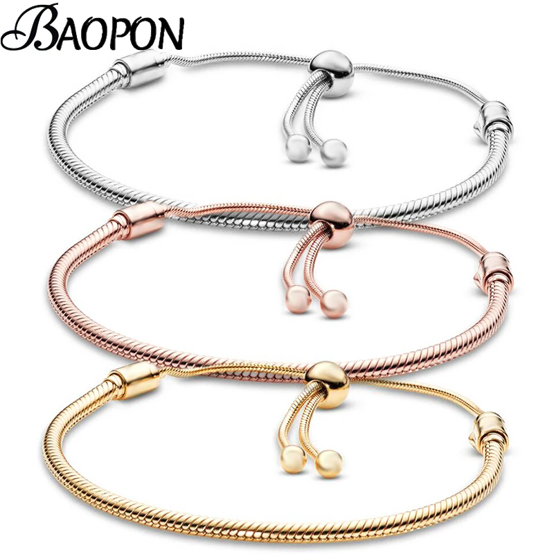 BAOPON Adjustable Size Snake Chain Bracelet For Women Men Brand 3mm Charm Bracelets DIY Fashion Jewelry Gift Special Offer