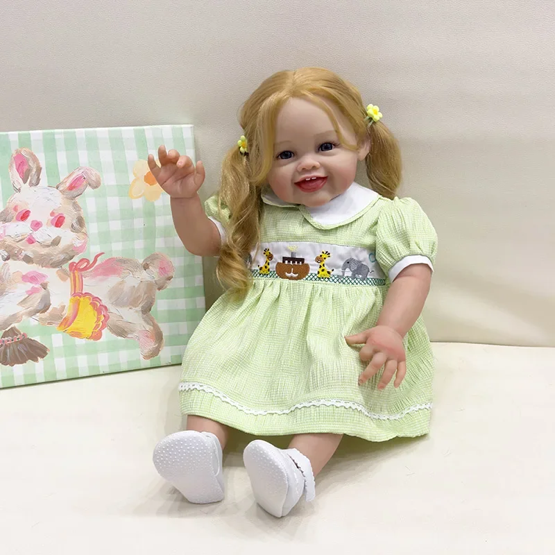 

60cm Reborn Baby Doll Devi Toddler Newborn Doll Princess Girl Lifelike Soft Touch 3D Skin Art Doll with Hand Root Hair