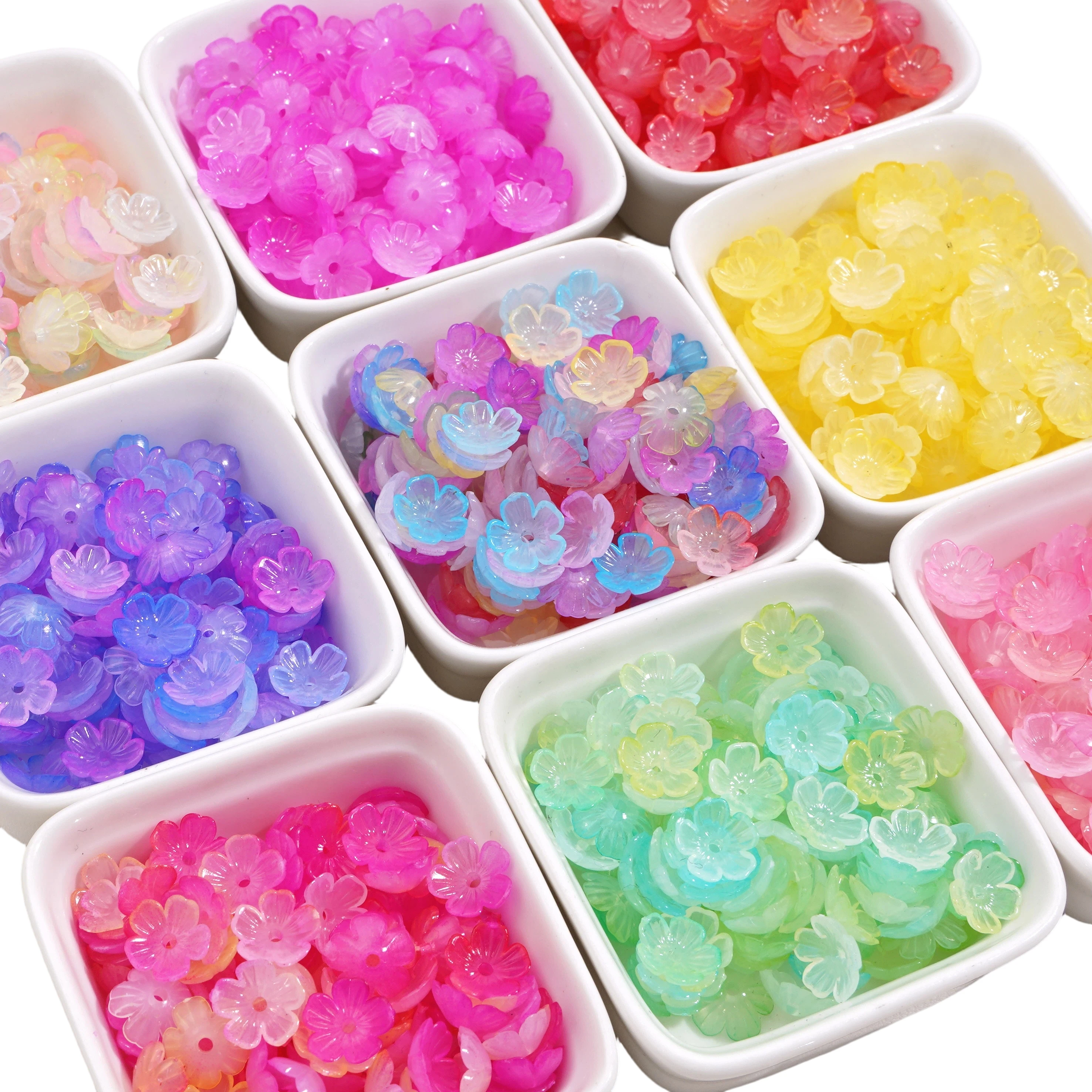 

10mm Acrylic Flower Shape Beads Five Petals Flower Spacer Beads For DIY Jewelry Making Bracelet Necklace Earring Accessories