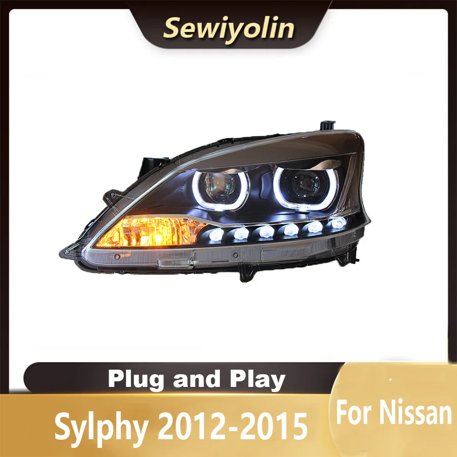 

For Nissan Sylphy 2012-2015 Car LED Headlight Auto Head lamp Reverse Brake Fog Front lights DRL Plug and Play IP67 2pcs/Set