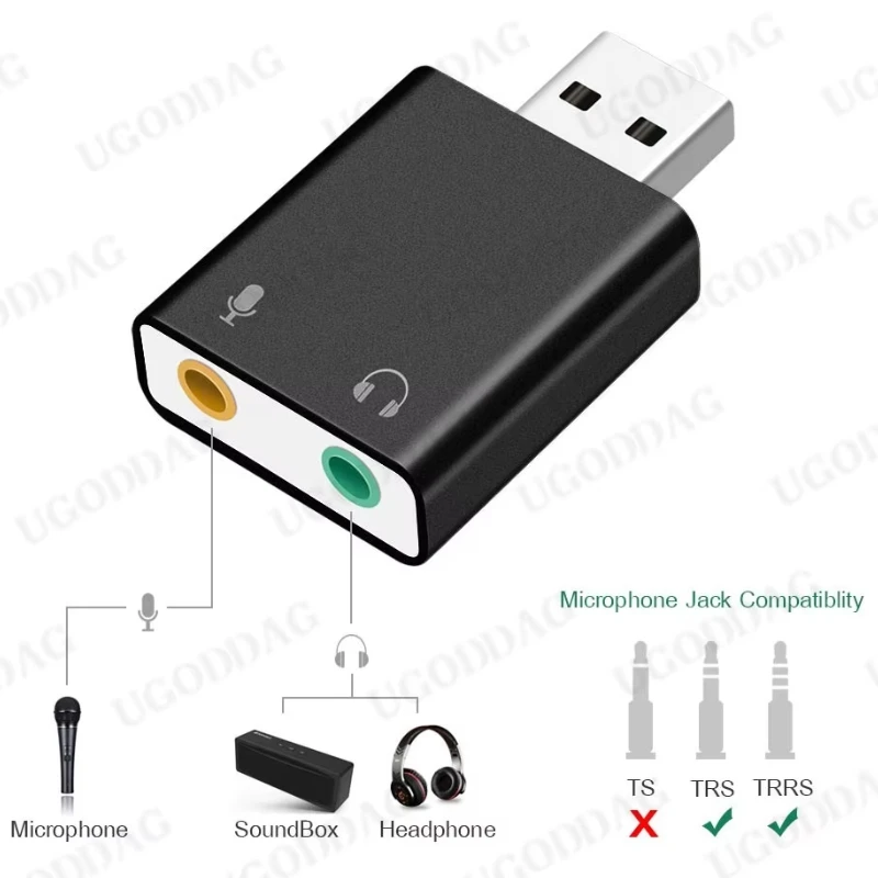 USB Sound Card USB To 3.5mm Audio Earphone Adapter External Sound Card 7.1 Audio Card For Mic Headphone Computer PC