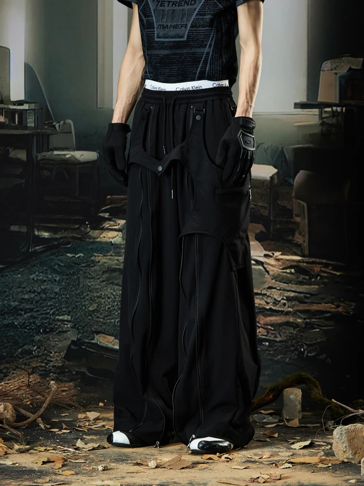 

Special-Interest Design Stitching Detachable Multi-Form Functional Sports Zipper Adjustable Loose Casual Pants Tactical