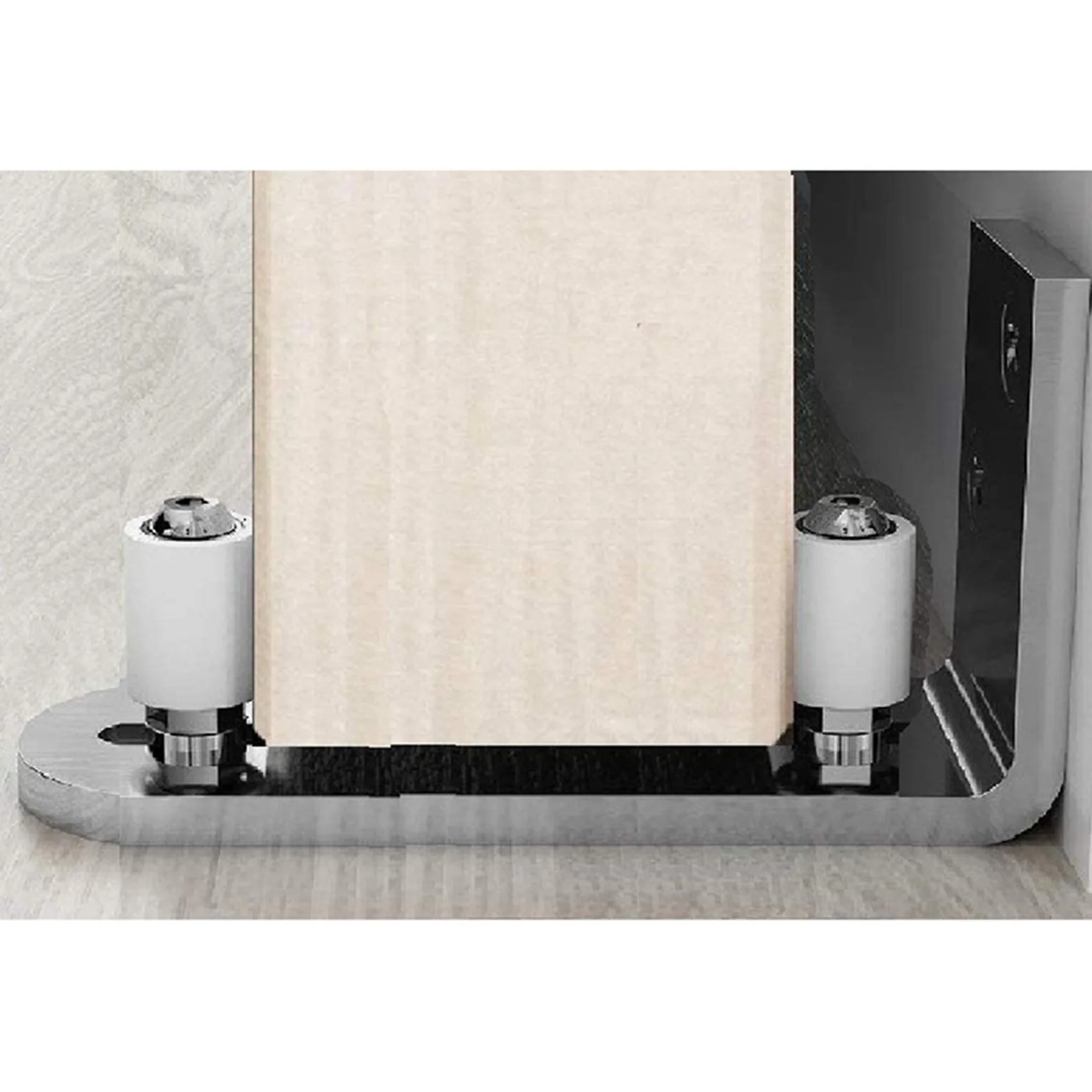 ABUH-2X Modern Chrome Sliding Barn Door Floor Guide Ball Bearings Adjustable Stay Roller Wall Mount System For All Size Door