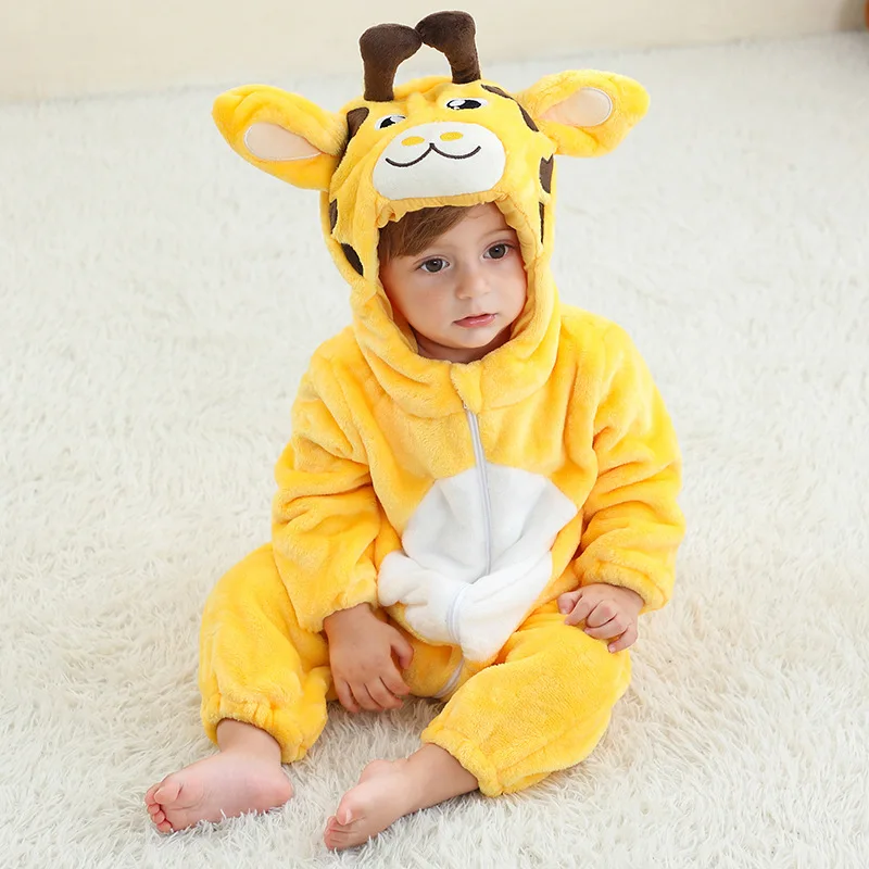 Latest Children's Day Yellow Giraffe Baby jumpsuit Spring Tassel Preschool Hooded jumpsuit Children's jumpsuit