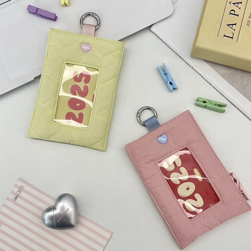 Держатель для карт в форме сердца для девочек, маленький кошелек для карт большой емкости, чехол для студенческого удостоверения личности, карман для банковских карт, карман для документов